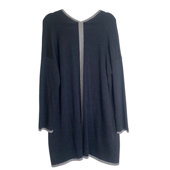 Eileen Fisher Extra Fine Merino Wool Cardigan Sweater Womens M Long Charcoal Gra - Picture 3 of 9